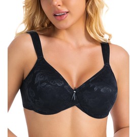 Exclare Full Coverage Minimizer Bra Plus Size for Women Underwire Non Padded Everyday Brassiere(Black,32DDD)
