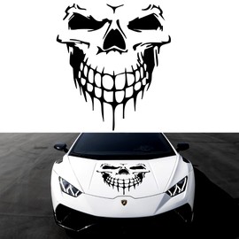 Blinglife 1 PCS of Reflective Skull Car Sticker Decals,Hallowmas Colorful Cartoon Waterproof Self Adhesive Vinyl Car Exterior Accessories, Suitable for Car Hoods, Doors, Bumpers, (Black-M)