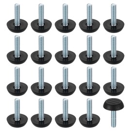 sourcing map 20Pcs M6 Thread Furniture Feet Levelers, 23x25mm Adjustable Leveling Table Feet, Screw on Furniture Glide Leveling for Chair Stool Legs, Black