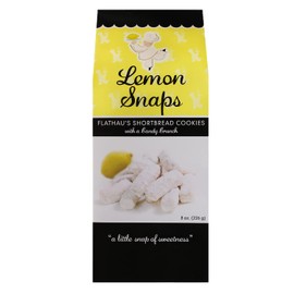 Flathau's Fine Foods Lemon Snaps, Powdered Shortbread Cookies, 8-Ounce Boxes (Pack of 12)