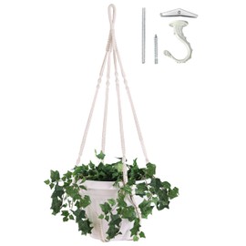 Shineloha Giant XXL 55 Inches Macrame Planter Hanger Large for 15 inch Pot + Swag Hook | Extra Large Hanging Planter for Indoor Plants | No Pot/Plant Included (XXL)