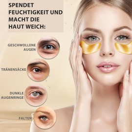 10 Pairs 24K Gold Eye Mask Collagen Under Eye Mask Patches for Dark Circles Puffiness, Refreshing, Revitalising, Travel, Wrinkles, Eye Patches, Luxury Gift for Women and Men