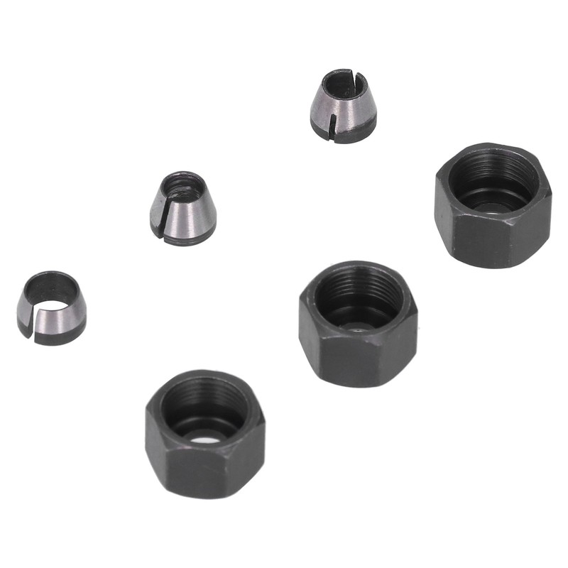 6Pcs Router Collet Adapter Carbon Steel 6mm 6.35mm 8mm Set