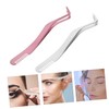 FOMIYES 2Pcs Stainless Steel Eyelash Applicator Tool Durable Lash Tweezers
