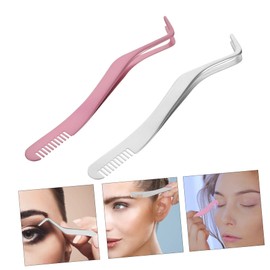 FOMIYES 2Pcs Stainless Steel Eyelash Applicator Tool Durable Lash Tweezers for Easy Makeup Application Convenient Small Eyelash Tools for Women for False Eyelash Extensions