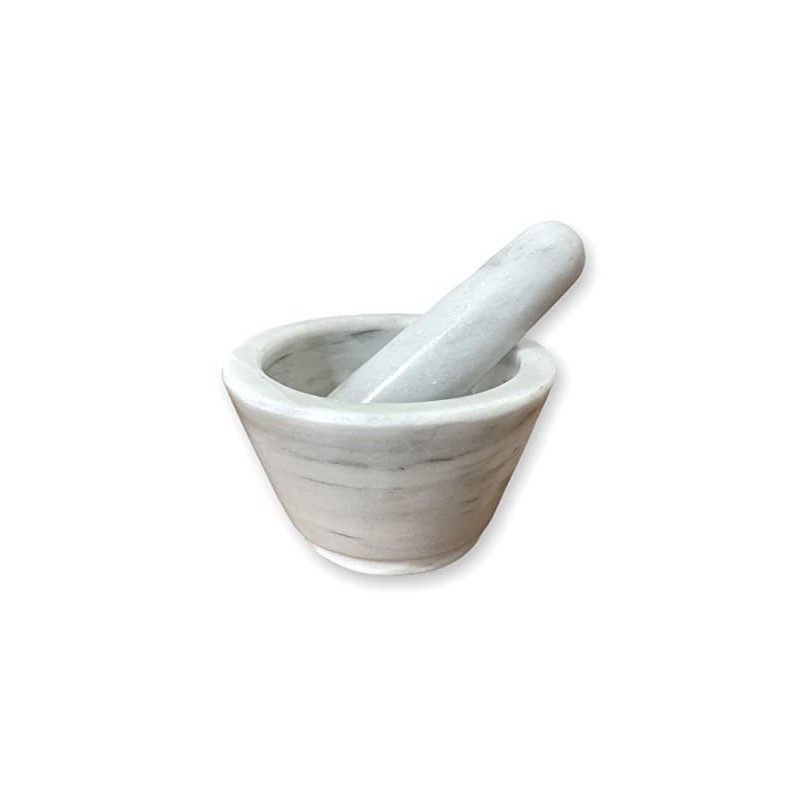 AIRAM HOME Mortero y Mano de Mármol Natural, 10cm de