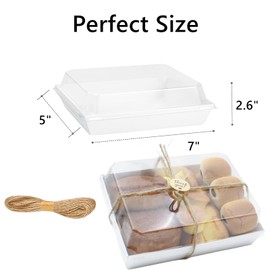ToppYuanZea 40 Pack Paper Charcuterie Boxes with Clear Lids, 7 x 5 Inch Disposable Take Out Bakery Container, White To Go Boxes for Sushi Cake Slice, Cupcakes, Sandwiches, Cookies, Cocoa Bombs, Salads