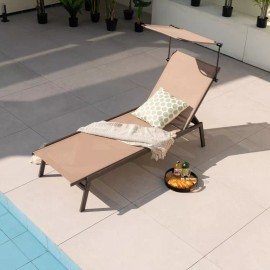 Costway Patio Outdoor Chaise Lounge Chair Reclining Beach Chair w/6 Adjustable Position