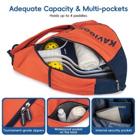 KAVIGOR 2025 Pickleball Sling Bag, Convertible Ultra-Light Backpack with Skin-Soft Fabric & Wet/Dry Pocket, Fits 4 Paddles + Gear