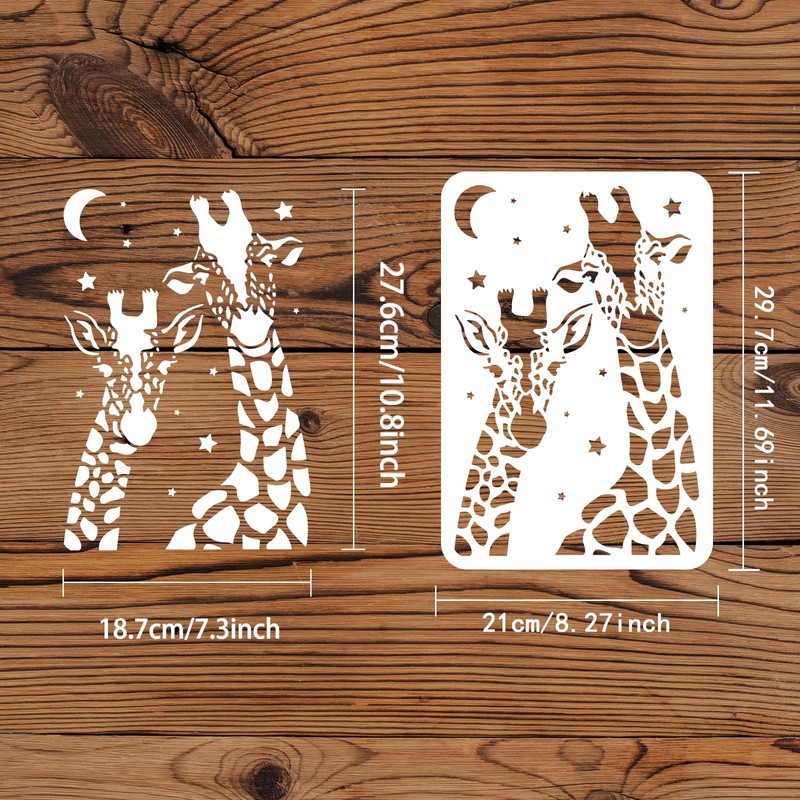 FINGERINSPIRE Giraffe Stencil 11.7x8.3 inch Two Giraffe Drawing Painting Stencils