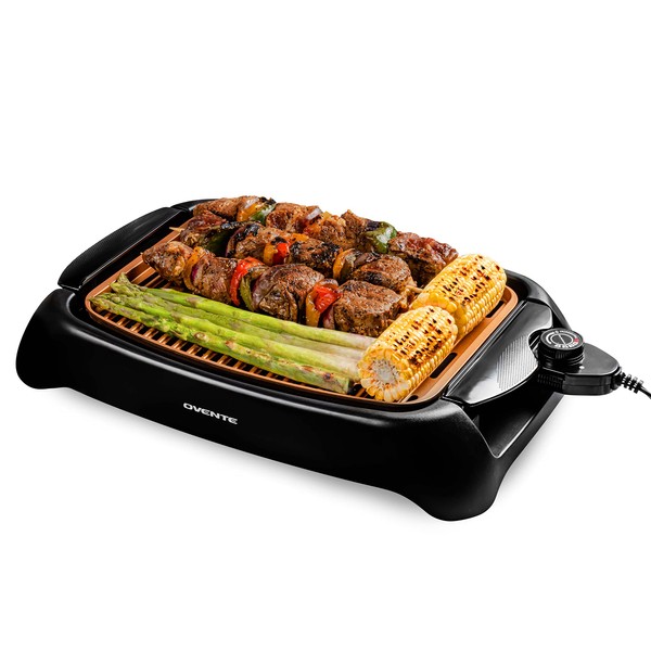 OVENTE Electric Indoor Grill with 13x10 Inch Non-Stick Cooking Surface,