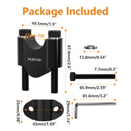 MUSVOH 7/8" 22mm Motorcycle Handlebar Risers with 30mm Height, Universal Motorcycle/Dirt Bike/ATV Accessories, Black