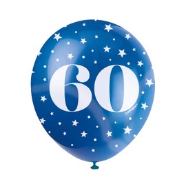Assorted Color Number 60 Latex Balloons (30cm) Pack of 5 - Perfect for Birthdays & Special Occasions