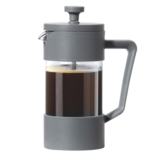 Oggi French Press Coffee Maker (12oz)- Borosilicate Glass, Coffee Press, Single Cup French Press, 3 cup Capacity, Charcoal