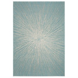 SAFAVIEH Evoke Collection EVK228A Abstract Burst Non-Shedding Dining Room Entryway Foyer Living Room Bedroom Area Rug, 4' x 4' Round, Royal / Ivory