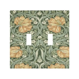 SgEdao Decorative Switch Covers Plate Rustic Morris Yellow Flower Green Leave Vine 2 Gang Wall Plate Oversized Double Toggle Light Switch Plate Wall Cover Plate Faceplate for Bedroom Home Decor