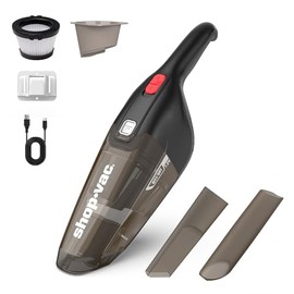 Shop-Vac Wet/Dry Handheld Vacuum Cordless, Powerful Portable Car Vacuum Rechargeable, Wall-Mounted Hand Vac with Crevice Tool, Lightweight Hand Vacuum for Home & Car, Washable Filter, Black