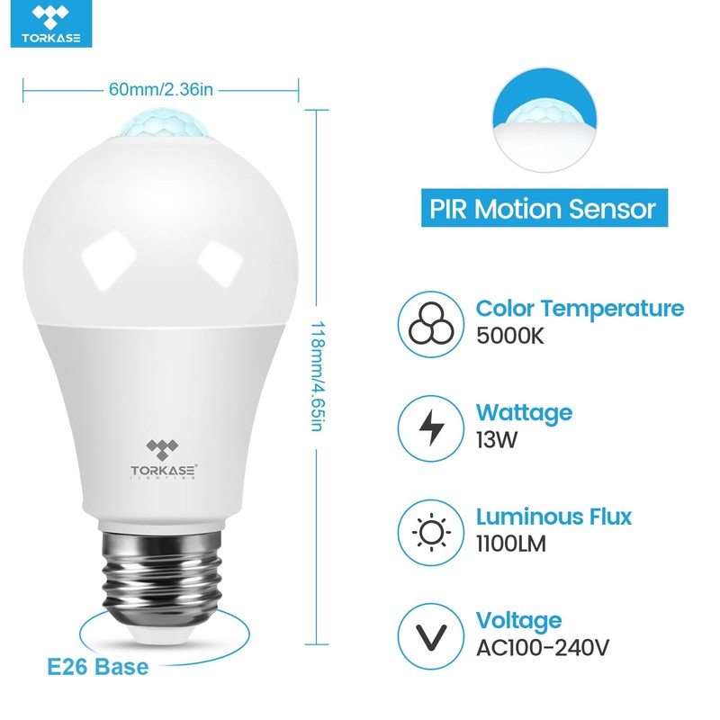 Motion Sensor Light Bulbs, 13W (100Watt Equivalent), Motion Activated Dusk