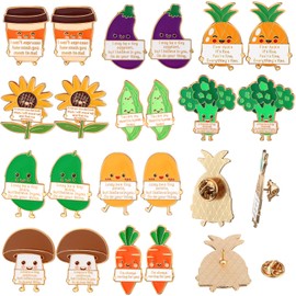 Ferreve 50 Pcs Positive Enamel Vegetables Fruits Pins Alloy Pin Appreciation Gifts for Dietitian Back to School Gifts for Students