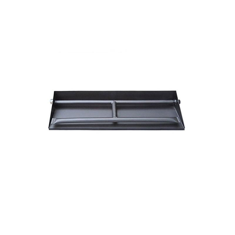 Stanbroil 14.5" Dual Fireplace Burner and Pan, Black Steel