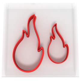 Just Cutters Flame Shaped Cookie Cutter | Plastic Cutter for Baking, Fondant, Clay, Pastry, Icing, Jewellery (5CM + 8CM)