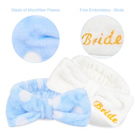 CIEHER Spa Headbands for Bachelorette Party Favors, 8 Pcs Blue Dot Spa Headbands for Bride & Bridesmaid, Bachelorette Gifts for Bride's Skincare & Makeup