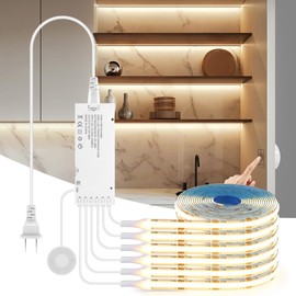 AIMENGTE Tira de Luz LED COB 12V para Gabinetes, Atenuación Táctil Penetrante 6-en-1, para Gabinetes de Vino, Estanterías de Zapatos, Gabinetes de Exhibición, Armarios, Gabinetes de Cocina y