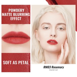 Oulac Red Matte Lipsticks for Women, Silky Velvet Matte Lipstick, Soft Smooth Texture, High Impact Lip Color, Weightless Formula Infused with Vitamin E, Vegan&Cruelty Free Golden Tube RM03