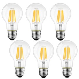 AOGOLO - foco LED de filamento regulable A19 (A60) 500 lm, 2700 K/4000 K, base mediana E26, 5 W (equivalente a 40 W), paquete de 6, Classic, 5 Watts, 4000K