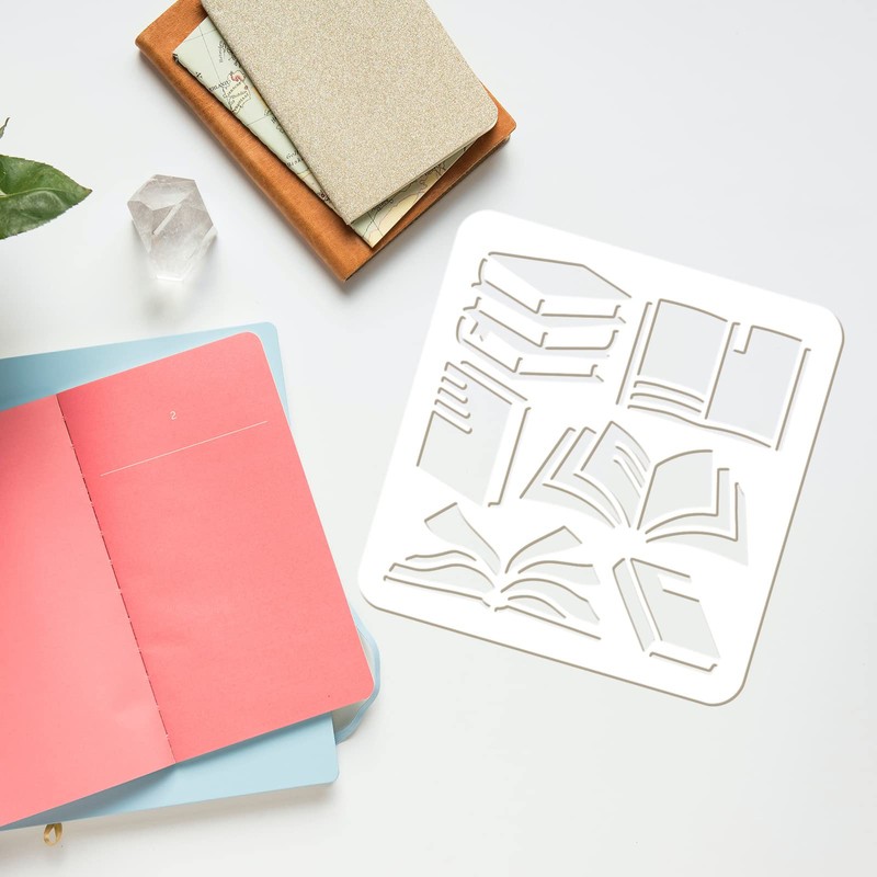 FINGERINSPIRE 4PCS Book Stencils for Painting 15x15cm Plastic PET Collection