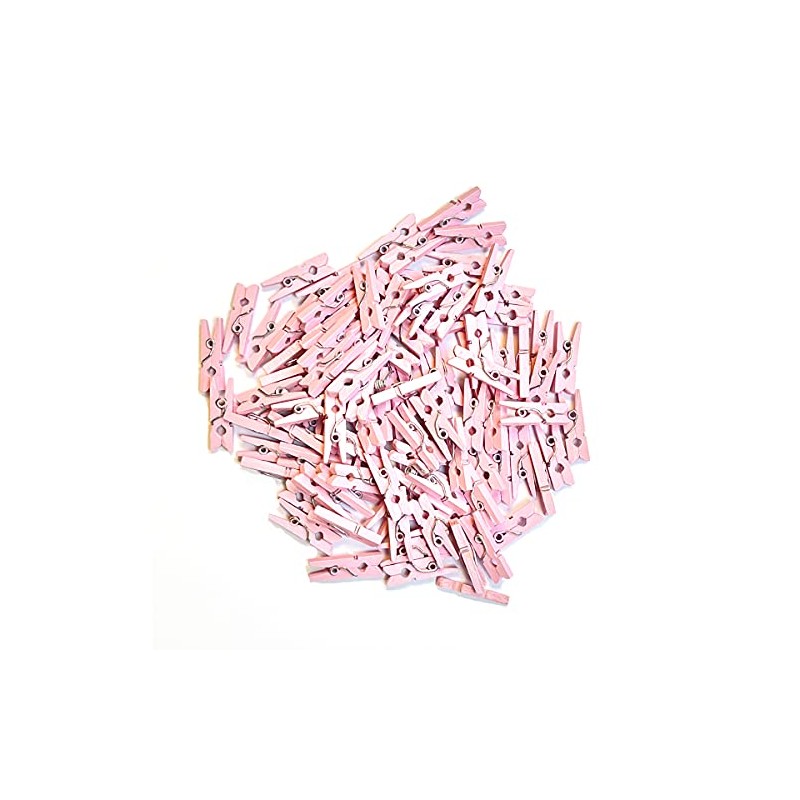 100 Mini wooden pegs (Light Pink)