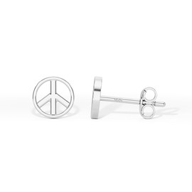 Heather Needham Silver Peace Sign Stud Earrings - Sterling Silver Earrings for Women - 7mm - Gift Boxed 157