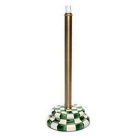 MACKENZIE-CHILDS Enamel Toilet Tissue Storage, Decorative Toilet-Paper Holder Stand for Bathroom, Green-and-White Emerald Check
