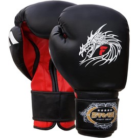 Farabi Boxing Gloves for Training Punching Sparring (Black Dragon, 10-oz)