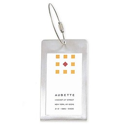 Luggage Tag Business Card Holder, Brushed Stainless Steel, Silver