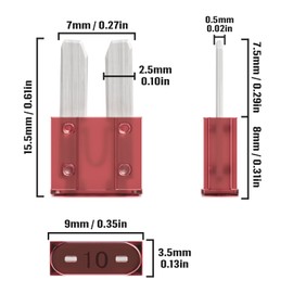 ALLECIN Pack of 30 10 A Micro2 Fuses Car 10 Amp Car Fuses Micro 2 10 Amp Blade Fuses Plug Fuses Micro2 Car Fuse for Motorhome Cars Lorries