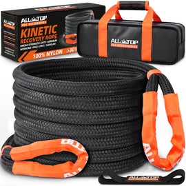ALL-TOP Kinetic Recovery Rope, 48000Lbs, 1in x 20ft, Heavy Duty 30+% Elasticity, 16000Lbs Work Load Limit for 4x4 Offroad Vehicle
