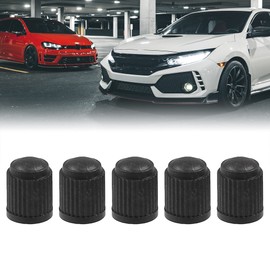 sourcing map 5 x Black Plastic Cylinder Design Tire Tyre Valve Caps for Car