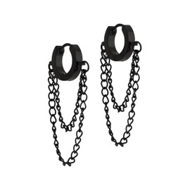 Hanary Black Huggie Hoop Earrings, Gothic Emo Punk Grunge Earrings, Goth Christmas Jewelry Gifts for Women