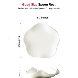 TooWoom Spoon Rest for Stove Top, 5.3 Inches Cute Ceramic Spoon Holder for Kitchen Counter, Coffee Spoon Holder Utensil Rest for Cooking Housewarming Wedding, White