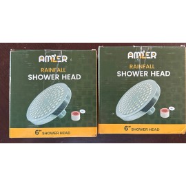 Amler Luxury Shower Head High Pressure Rain Bathroom Chrome Showerhead Adjustable 2 Pk