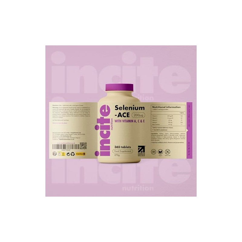 Incite Nutrition Incite Nutrition Selenium Tablets 200mcg. 12 Month Supply