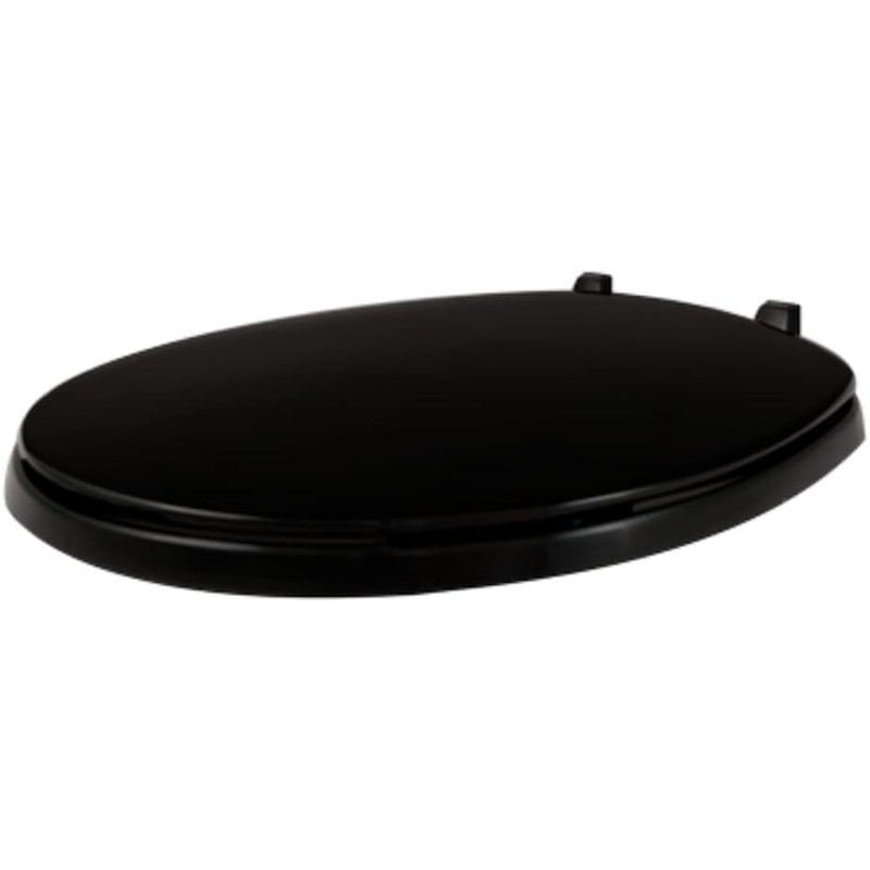 Centoco Black Round Toilet Seat, Residential, Top Mount Plastic Hinge,