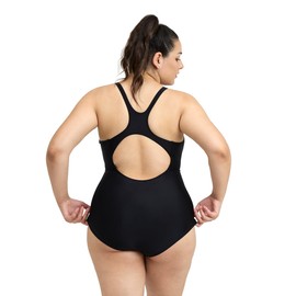 Arena Feel Women's Panel Control Pro Back Plus Size One Piece Swimsuit Chlorine Resistant MaxFit Bathing Suit, Black/White, 20W-22W