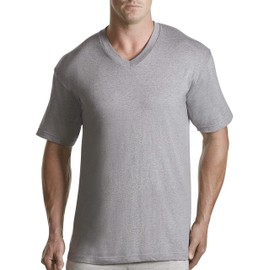 Harbor Bay by DXL Men's Big and Tall 3-pk. V-Neck T-Shirts Grey 1XL