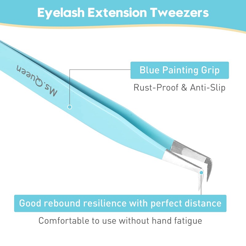 Ms.Queen Volume Tweezers For Eyelash Extensions, Fiber Tip Grip Lash