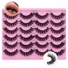 Yawamica False Lashes Wispy 16mm Mink Lashes Pack 12 Pairs