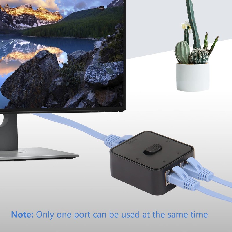 CERRXIAN Network Switch 2 Ports,RJ45 Network Key-Press Switch Splitter Selector