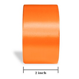 Light Orange Ribbon 2 inch Double Face Ribbons for Crafts Gift Ribbon Satin Orange Solid Ribbon Roll 2 in x 25 Yards