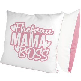 glitzertassen.de® | Wife Mum Boss | Cushion with Saying | Gift | Mother's Day | Cushion with Print | Love | Decorative Cushion | Photo Cushion | Cuddly Cushion | White/Pink